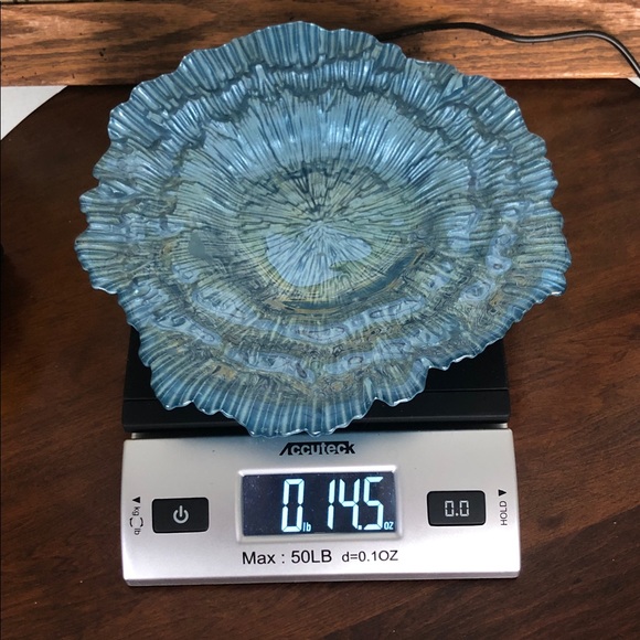 BEAUTIFUL IRIDESCENT AQUA BLUE DISH - Picture 7 of 7